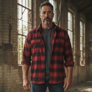 BF997 Mens JACHS Trendy Plaid Flannel Lumberjack Heavy Button Down Shirt XL
